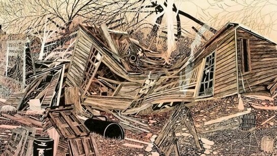 Grabowski, House for Sale, 2011, ink and watercolor on paper, 48x36in