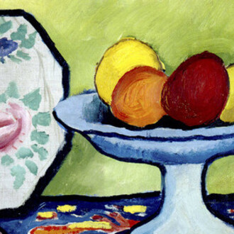 August Macke, Stillleben mit Apfelschale und japanischem Fächer, 1912