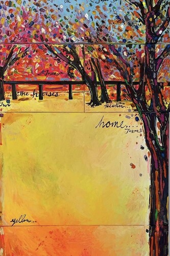 Rex Hausmann, In search of the color yellow: home, mixed media on multi-panel canvases, 87x36x3 in