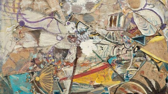 Katy Moran, Rock Face with a Face, 2013, collage and acrylic on canvas, 38 x 46 cm
15 x 18 1/8 ins, Courtesy Stuart Shave/Modern Art, London