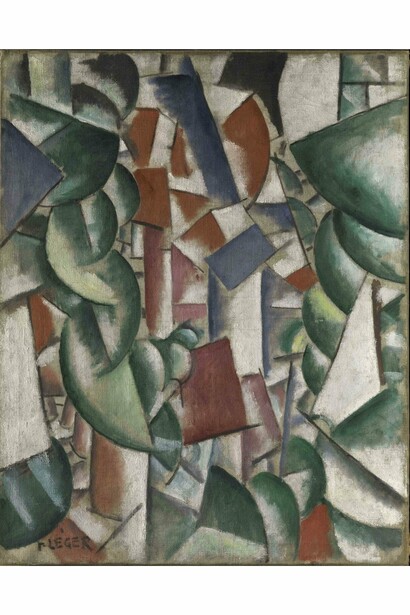 Recto, Fernand Léger, Houses under the Trees, 1913, Oil on canvas, 36 ¼ x 28 3/4 in. / 92.1 x 73 cm, Promised Gift from the Leonard A. Lauder Cubist Collection. © 2014 Artists Rights Society (ARS), New York / ADAGP, Paris