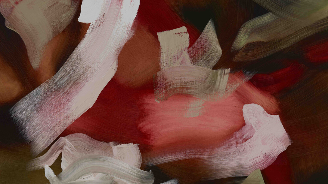 Elise Ansel, 'Pink Angels for Delacroix', 2019, oil on linen, 48 x 60 inches © the artist, courtesy of Cadogan Contemporary