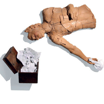 Luca Freschi. 'The death of Chatterton',  terracotta, scatola, carta