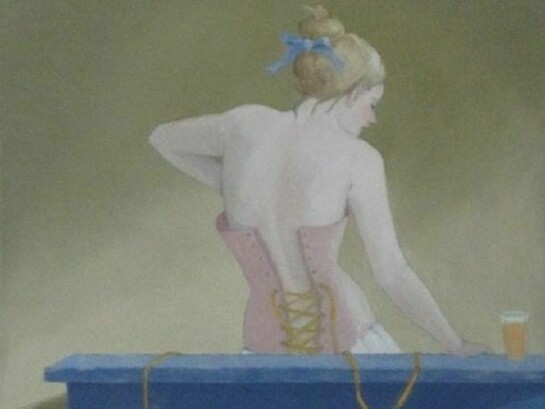 Joan Barber, "Blue Ledge," 2012, Oil on Canvas, 28 x 22 inches