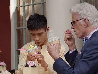 The Good Place, created by Michael Schur for NBC, is an American fantasy-comedy series featuring Kristen Bell, William Jackson Harper, Jameela Jamil, D’Arcy Carden, Manny Jacinto, and Ted Danson