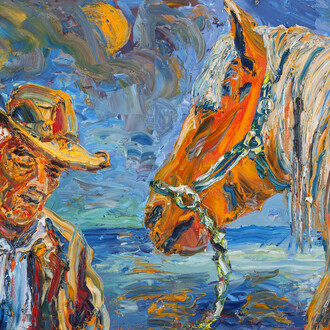 Liam O’Neill, The Harvest Moon, Oil on Canvas, 24 x 36 inches