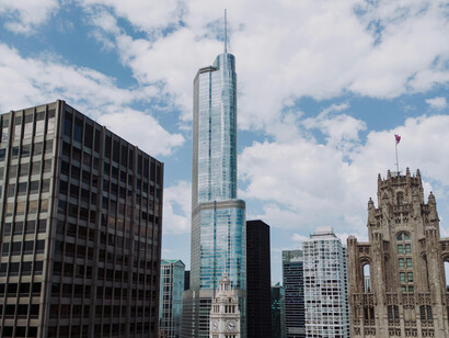 Trump Tower among other city skyscrapers