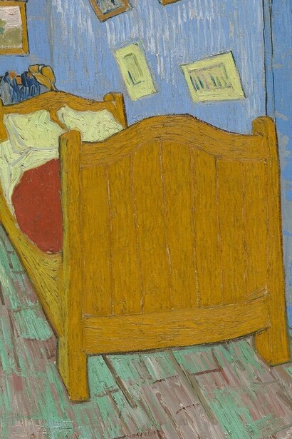 Detalle de "El dormitorio en Arlés", óleo sobre lienzo, Vincent Van Gogh, 1889