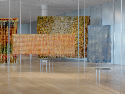 Olga de Amaral, exhibition view. Courtesy of Institute of Contemporary Art