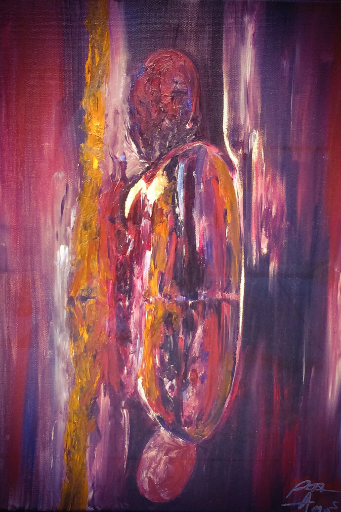 Pauline Amos, Reflection painting - A Marked Man A Wanted Man, 2014
