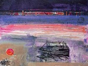 Barbara Rae RA, Inishkeas Memory, Mixed media on canvas, 70 x 70 cm