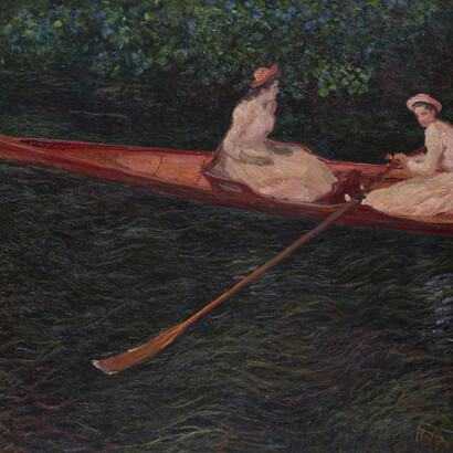 Claude Monet, The Canoe on the Epte, about 1890. Oil paint on canvas; 52.55 x 57.5 in (133.5 x 146 cm). Purchase, 1953. Inv. MASP.00092. Collection Museu de Arte de São Paulo Assis Chateaubriand. Photo by Eduardo Ortega.