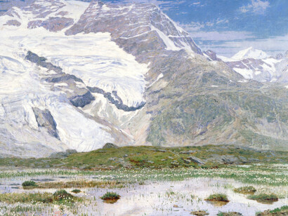 Filippo Carcano, Il Ghiacciaio di Cambrena, olio su tela 135 x 195 cm. Courtesy of GAMManzoni