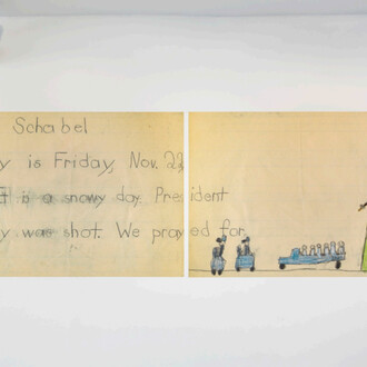 John Schabel, November 22, 1963, 1963-2023, pigmented ink print, 48x125 inches, courtesy of the artist, photo by Nicholas Knight. Courtesy of carriage trade