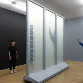 Rafael Lozano-Hemmer, Transparency display, 2024. Courtesy of bitforms gallery and Antimodular Studio. Photo by Tyler Rutledge