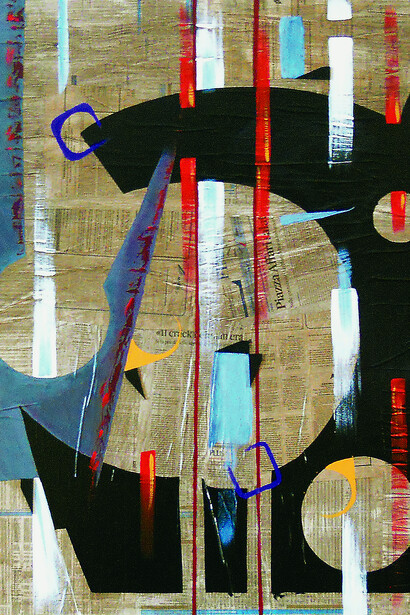 Il burattinaio scaltro, 100 x 100, dettaglio,  tecnica mista su tela, 2010