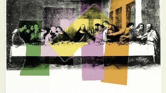 Andy Warhol, The Last Supper, 1986, silkscreen ink and coloured paper collage on paper, 25 5/8 x 31 3/8 inches