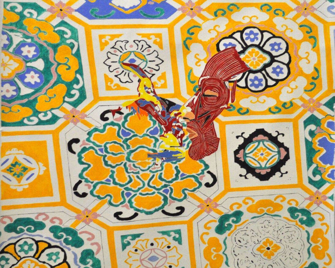 Maurizio Cannavacciuolo, Frammenti di un discorso amoroso, 2014, olio su tela, 110 x 108.5 cm