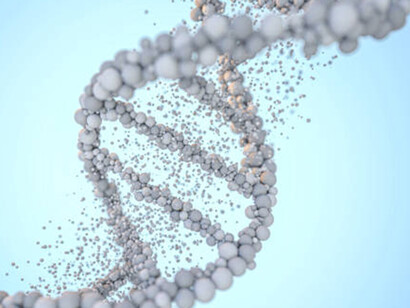 Human genetics is explored through genome sequencing, highlighting the intricate and multi-colored structure of the DNA helix, which represents the vast diversity of genetic material