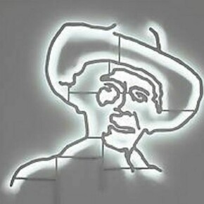 Los Carpinteros, Emelino, 2013, powder coated aluminum, LED lights, 71 3/4 x 58 x 2 inches (182.2 x 147.3 x 5.1 cm)