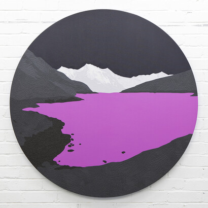 David Wightman, Mea Bella, 2012, Acrylic and collaged wallpaper on canvas, 120 cm, Courtesy of The Other Art Fair