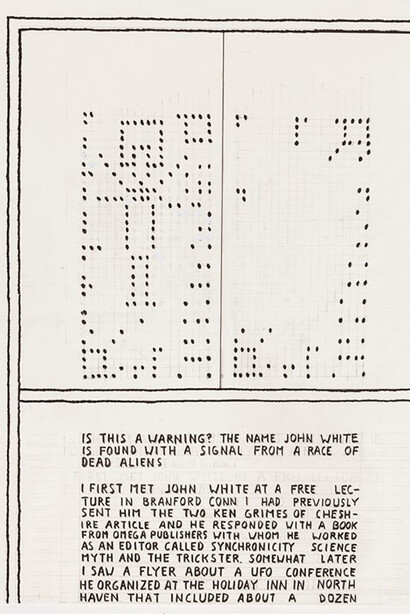 Untitled, (Is This a Warning?), detail upper left panel, 2014, Ink on paper, 18X24 in. each panel.