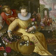 Bottega di Frederik I. van Valckenborch, Mercato dei fiori (primavera), dopo il 1595, olio su tela, 123,5 x 208,5 cm, GG 2203, Kunsthistorisches Museum Vienna, Pinacoteca, Courtesy KHM-Museumsverband
