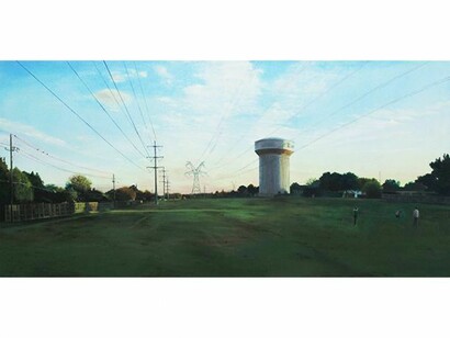 Nate Burbeck, “Plano, Texas”, 26” by 54”, oil on canvas, 2014, Copyright: Nate Burbeck. Courtesy: Anna Zorina Gallery, New York City