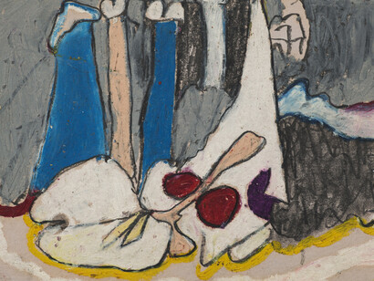 Hannah Wilke, Untitled, c. mid 1960's, Pastel and graphite on card stock, 11.4 x 15.2 cm, 4 1/2 x 6 ins paper size. Courtesy Alison Jacques Gallery, London and Hannah Wilke Collection and Archive, Los Angeles. © Marsie, Emanuelle, Damon and Andrew Scharlatt, Hannah Wilke Collection & Archive, Los Angeles. Licensed by VAGA, New York, NY/ DACS, London.