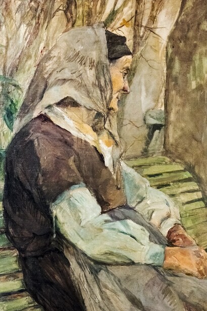 Henri de Toulouse-Lautrec, " Vieille femme assise sur un banc à Céleyran", 1882, Musée Toulouse-Lautrec