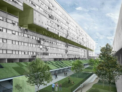 Rendering per la riqualificazione del quartiere Corviale a Roma
