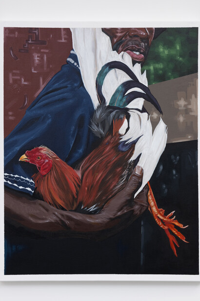 Jasaya Neale, Comb & Feathers, 2024. Acrylic on canvas, 30 x 24 in. Courtesy of the artist and Sow & Tailor Gallery