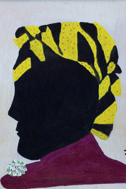 Clementine Hunter, African head (detail), 1968. Courtesy of Ogden Museum of Southern Art 