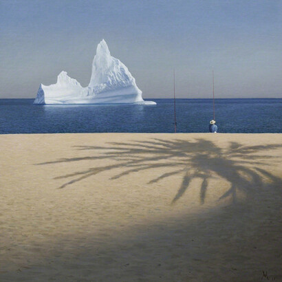 Climate Change / Cambio Climático, 2017, oil on canvas mounted on panel, 48 x 48 inches