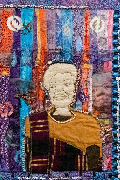 Dindga McCannon, Tribute to Maya Angelou, renaissance woman, part 2 (detail), 2014. Courtesy of Fridman Gallery
