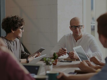 A startup meeting with the key members of the business