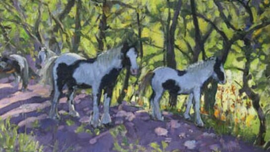 Andrew Macara, Skewbald Family, Derby, oil on canvas, 51 x 61cm