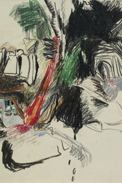 Lee Lozano 
No title
ca. 1961 
Crayon and graphite on paper
42.4 x 35 cm / 16 3/4 x 13 3/4 in
© The Estate of Lee Lozano
Courtesy of the Estate and Hauser & Wirth
Photo: Barbora Gerny
