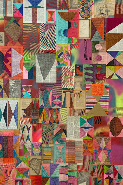 Antonis Donef, Untitled, 2021. Mixed media and collage on paper, mounted on canvas, 188 x 120 cm. Courtesy of Kalfayan Gallery