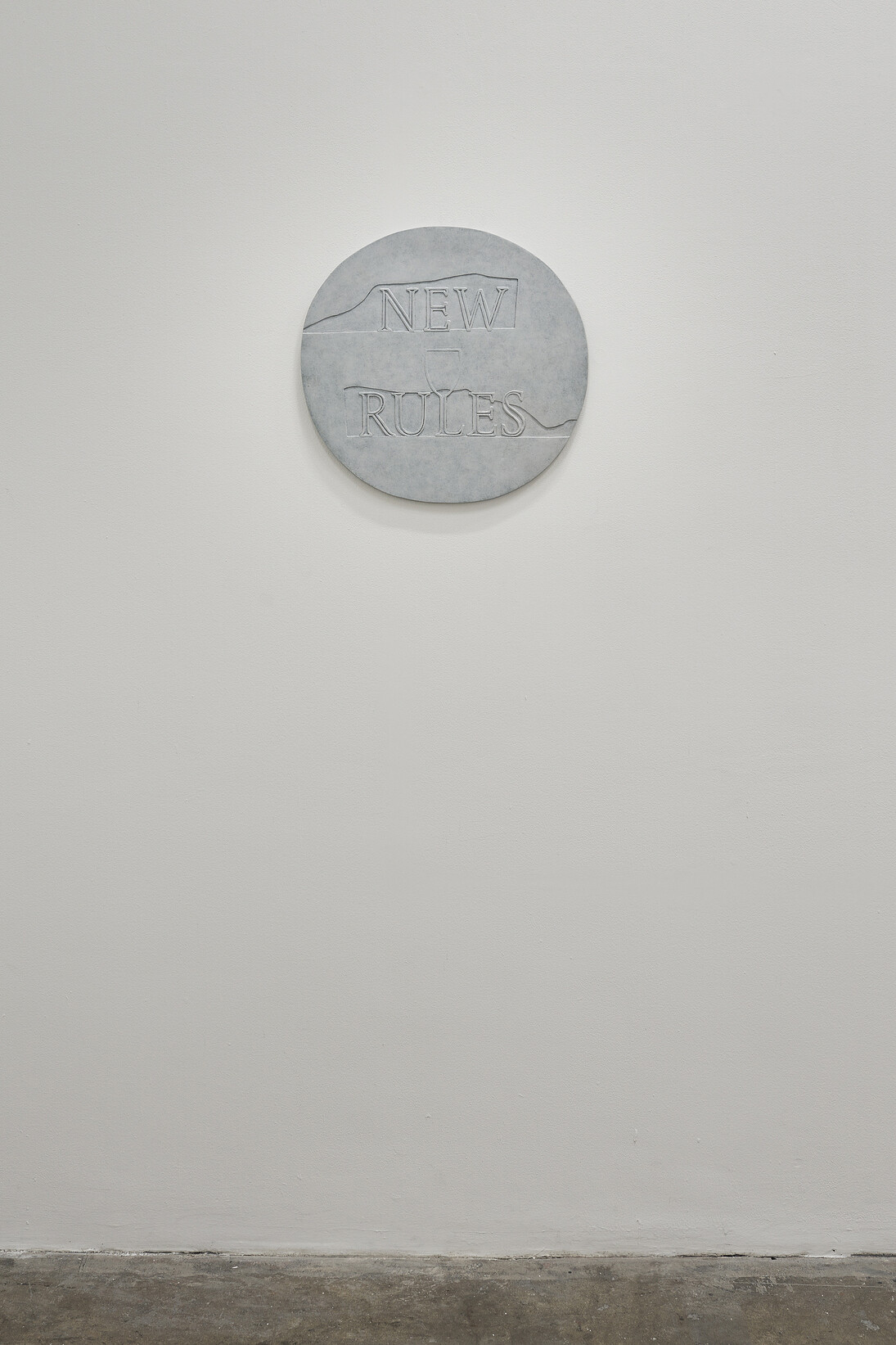 Chris Evans, New Rules 5, 2011. Bronze relief plaque with pale grey patina. Project Arts Centre, Dublin (2014)
