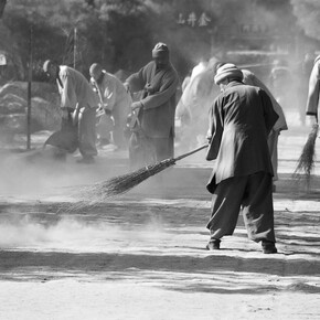 Spencer McCall, Sweeping Monks, Photograph on Fine Art Paper, 8" x 12"