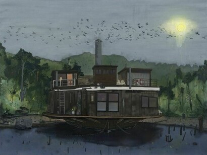 Kent Dorn, Home, 2013, Mixed media on canvas, 75 x 60 inches, courtesy of the artists and Freight+Volume