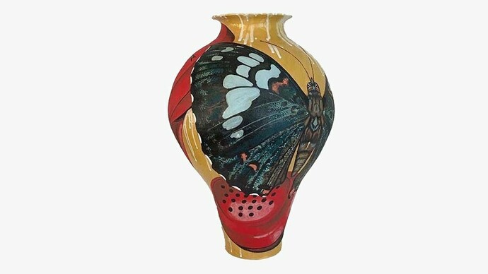 Bryan Burk, Green Emperor on the Phone,
glaze, underglaze, stoneware,
31" x 21" x 21",
2023. Courtesy of the artist and Duane Reed Gallery