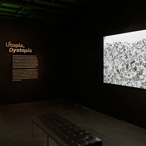 Tony Cokes and Oscar Muñoz, Utopia, dystopia, exhibition view. Courtesy of Museum of Fine Arts Boston