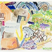 Victoria Bell, Wyoming, 2021, 
oil on pencil on paper,
14 3/4 x 22 1/4 inches. Courtesy of the artist and Gerald Peters Contemporary 
