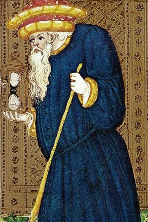 La carta dell'Eremita del mazzo di Tarocchi Visconti-Sforza, risalente al XV secolo