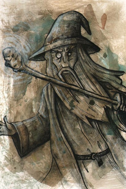Illustrazione di Gandalf, uno dei personaggi de "Il signore degli anelli" di J.R.R. Tolkien