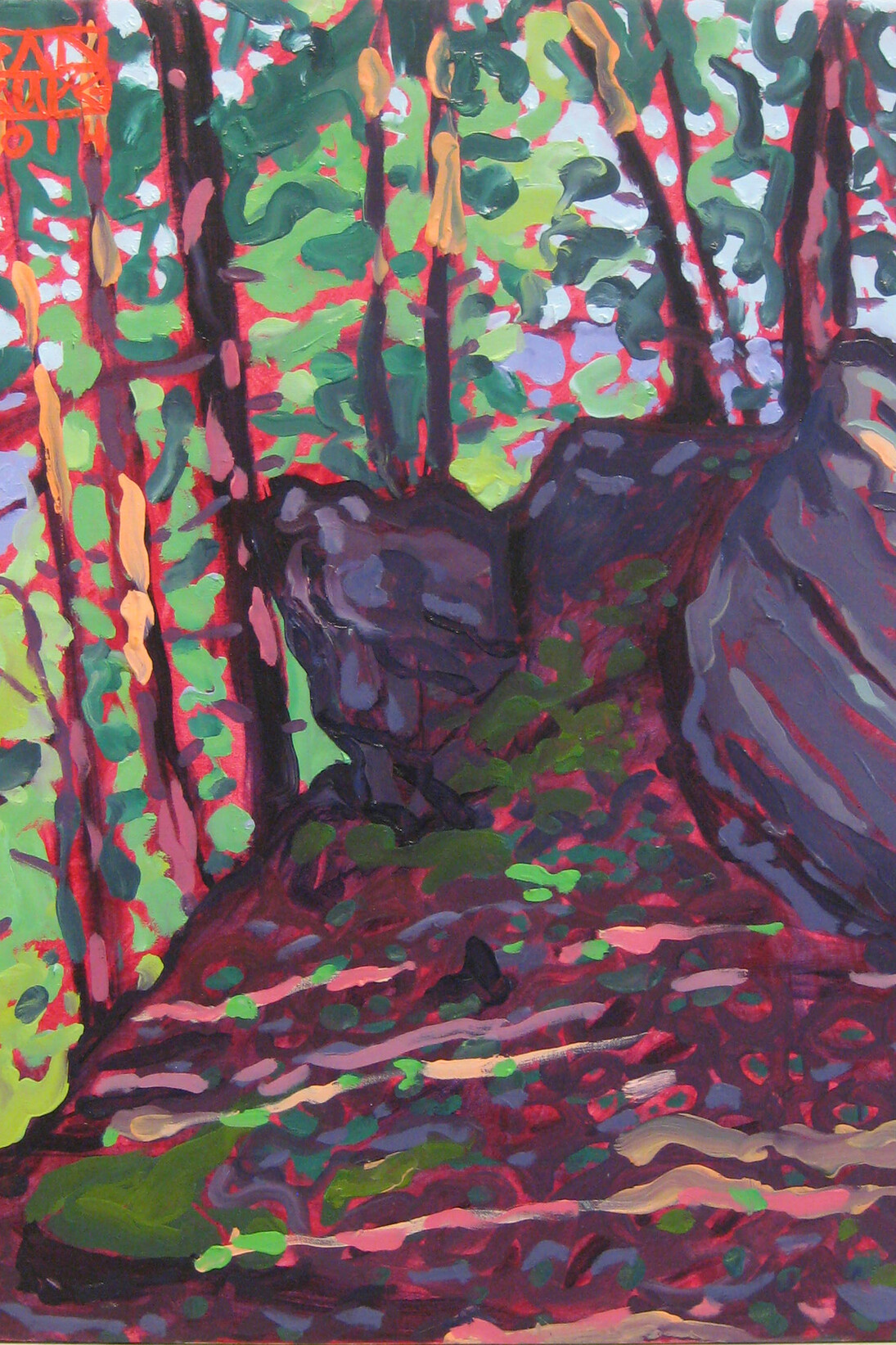 Dark Cliff, Catskill Mountains, 2014, 32 x 26 inches, oil on canvas by Dan Rupe  