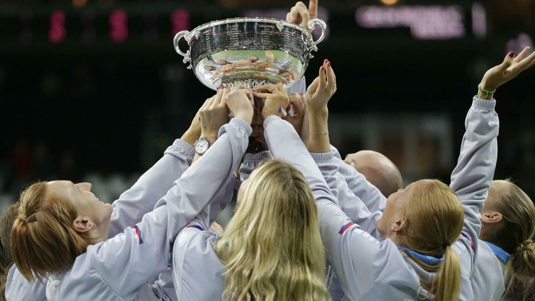Las tenistas de la República Checa celebran su triunfo en la Fed Cup de 2015