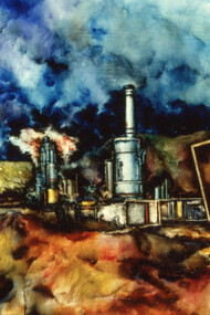 Michele Mainoli, Una raffineria all'italiana (1970) - olio su tela